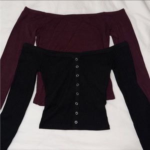 Long sleeve off-shoulder top bundle (2 items)